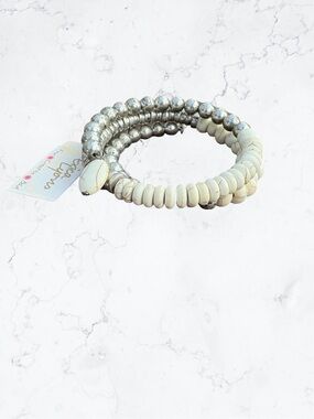 Erica Lyons White and Silver Beaded Wrap Bracelet